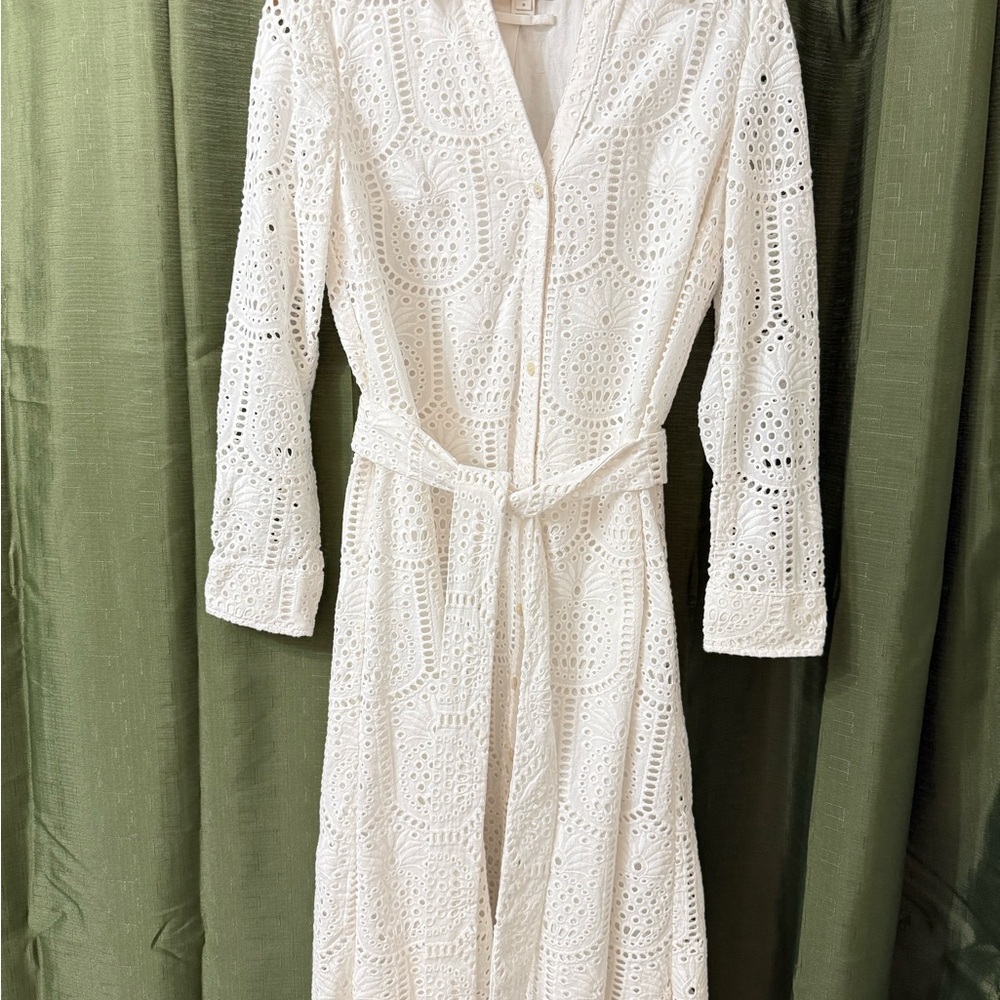 Lily Pulitzer Eira Eyelet Long Sleeve Belted Midi Shirtdress